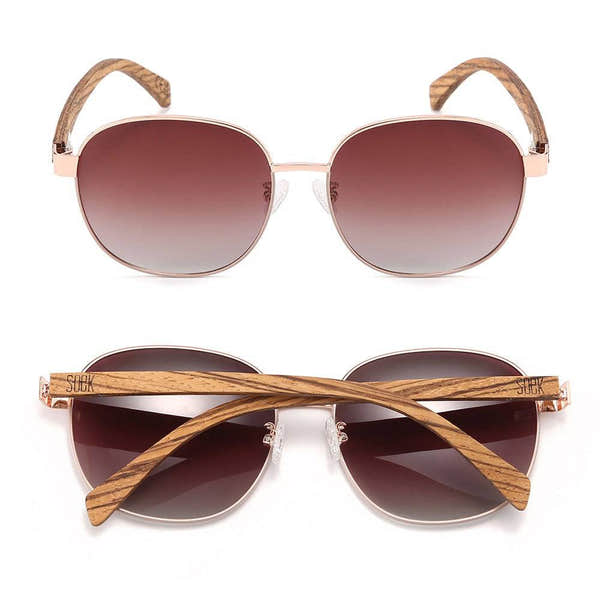 SOEK Cleo Bloom Rose Gold Brown Gradient Lens Walnut Arms-elevate your sole