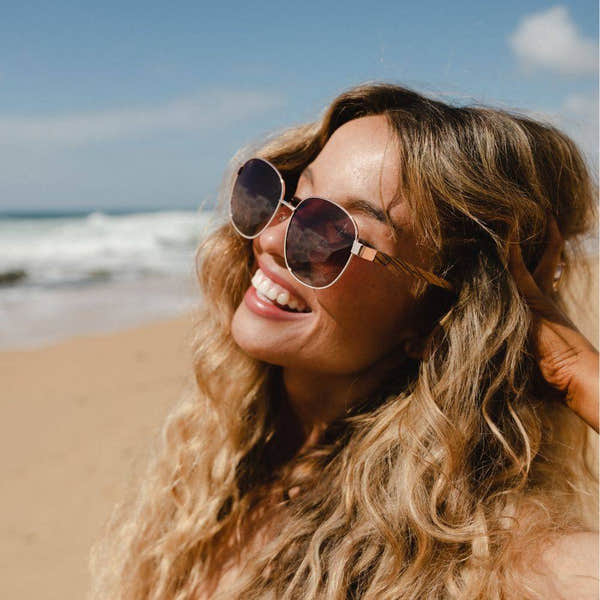 SOEK Cleo Bloom Rose Gold Brown Gradient Lens Walnut Arms-elevate your sole
