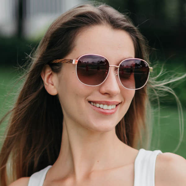 SOEK Cleo Bloom Rose Gold Brown Gradient Lens Walnut Arms-elevate your sole