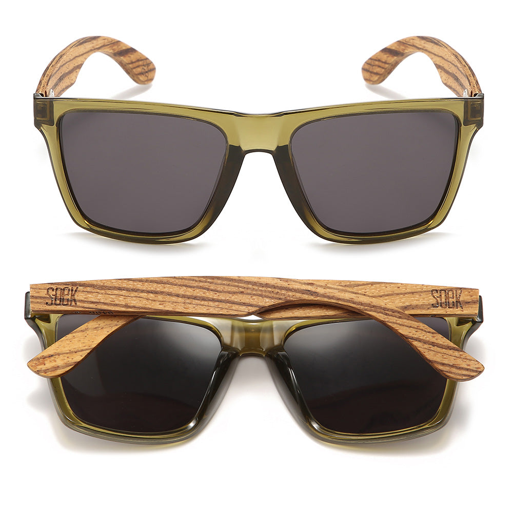 SOEK Dalton Khaki Black Polarised Lens Walnut Arms-elevate your sole