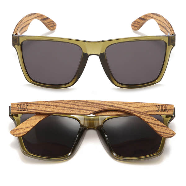 SOEK Dalton Khaki Black Polarised Lens Walnut Arms-elevate your sole