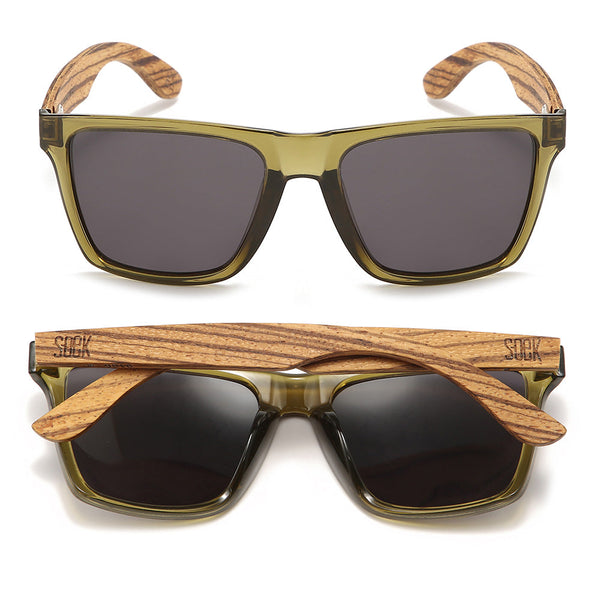 SOEK Dalton Khaki Black Polarised Lens Walnut Arms-elevate your sole