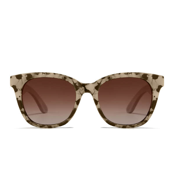 SOEK Lila Grace Ivory Tortoise Cat Eye Sunglasses with Blue Light Reader lenses, gradient tint, fashionable oversized frames.