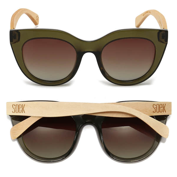 SOEK Milla Khaki Gradient Lens White Maple Arms-elevate your sole