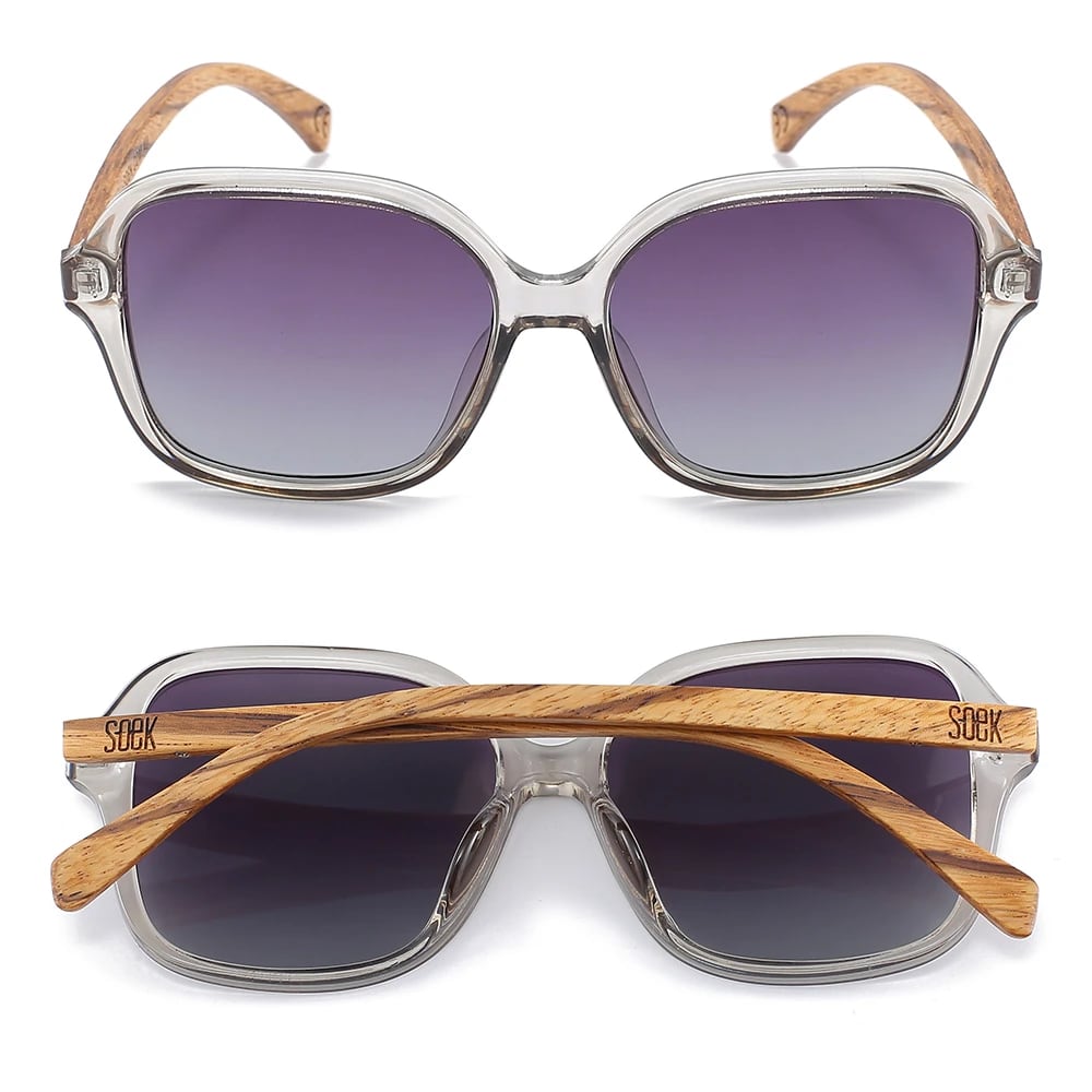 SOEK Scarlett Grey Mist Graduated Grey Polarised Lens White Maple Arms-elevate your sole