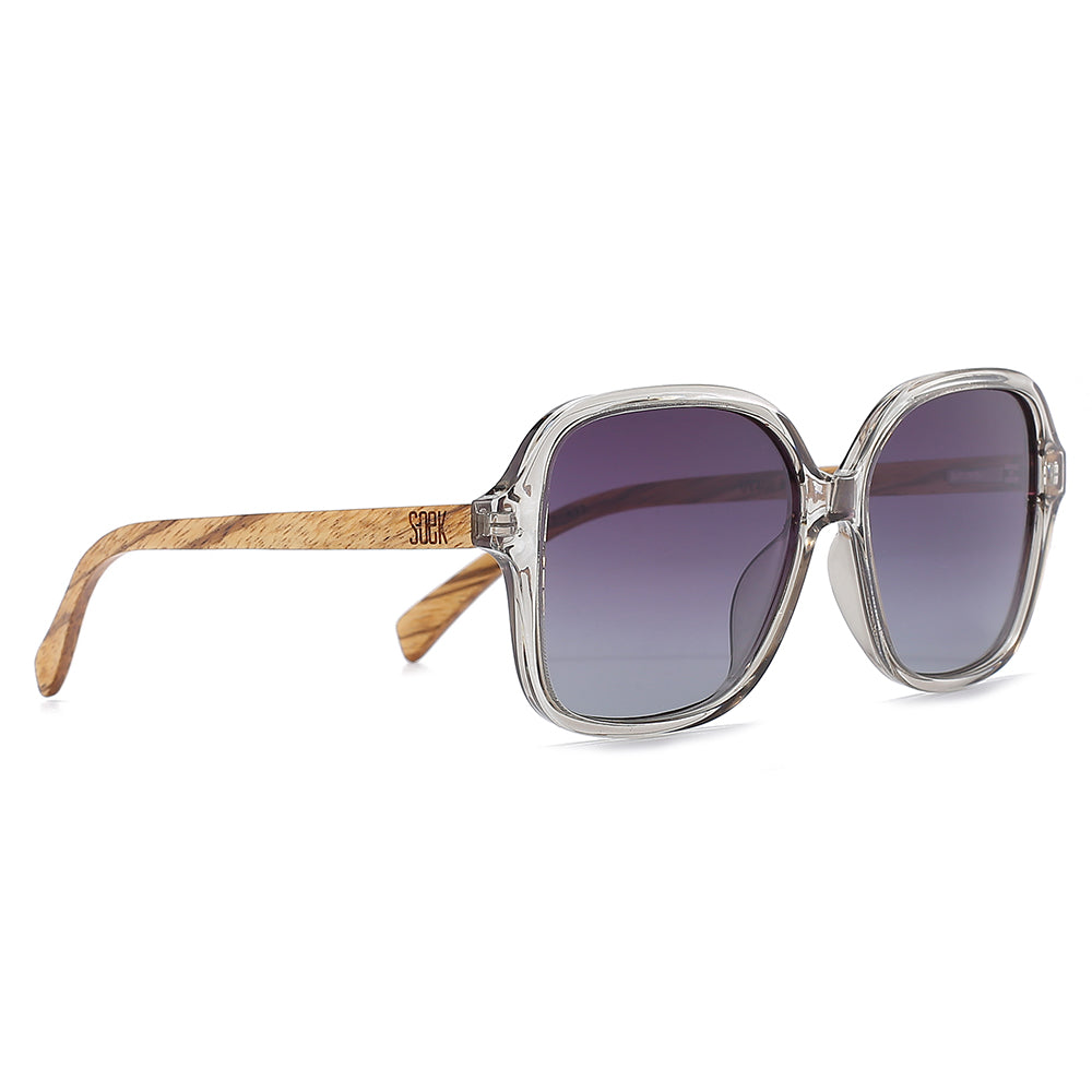 SOEK Scarlett Grey Mist Graduated Grey Polarised Lens White Maple Arms-elevate your sole