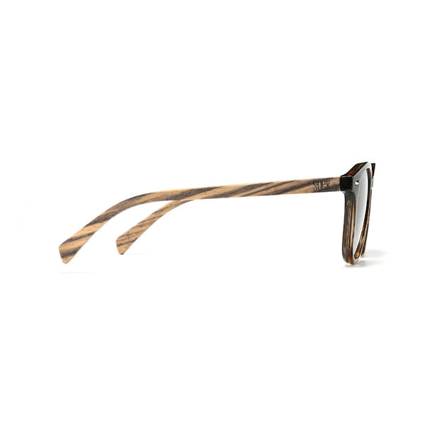 SOEK Taine black tortoise sunglasses with khaki walnut arms and black frame, stylish and functional eyewear.