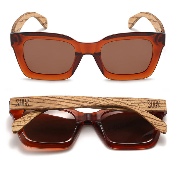 SOEK Zahra Auburn Black Polarised Lens Walnut Arms-elevate your sole