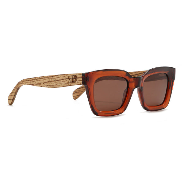 SOEK Zahra Auburn Black Polarised Lens Walnut Arms-elevate your sole