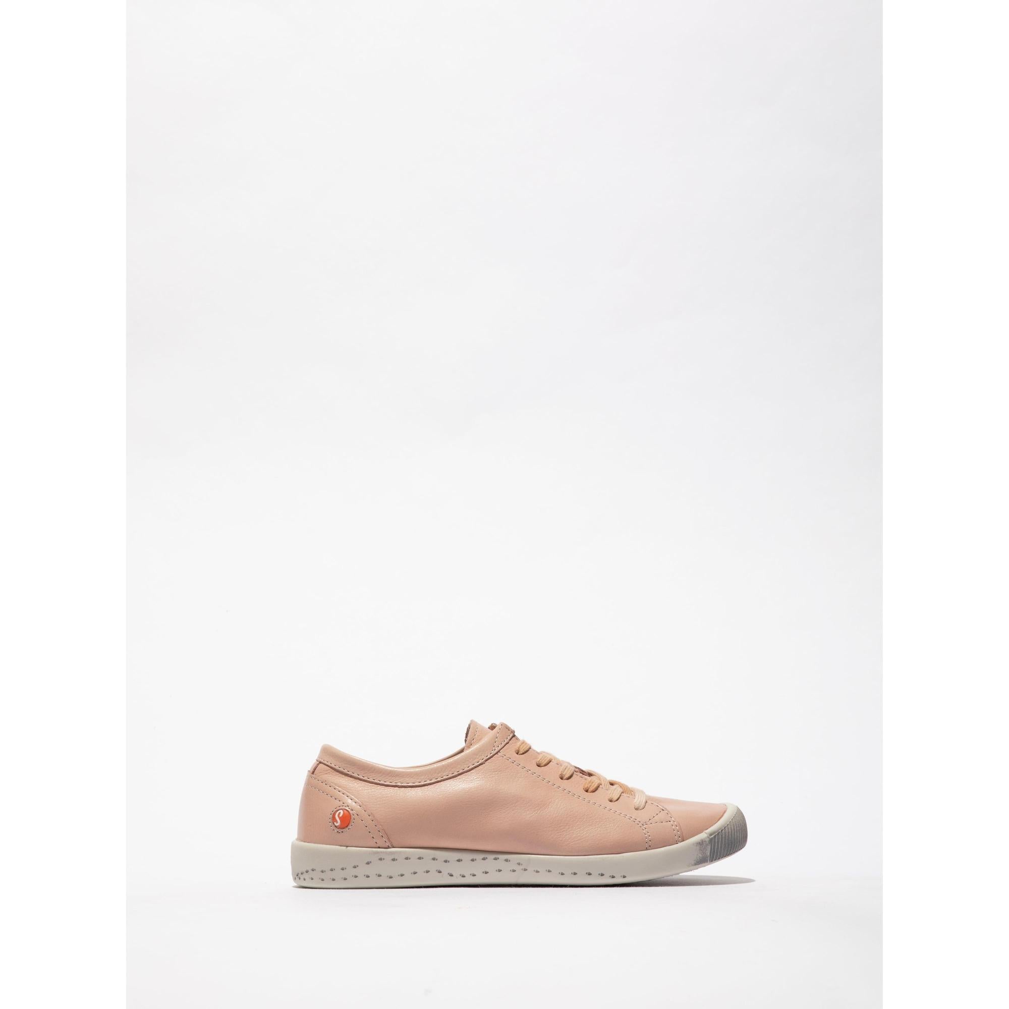 Softinos ISLA154SOF Ladies Nude Pink Textile Lace Up Trainers