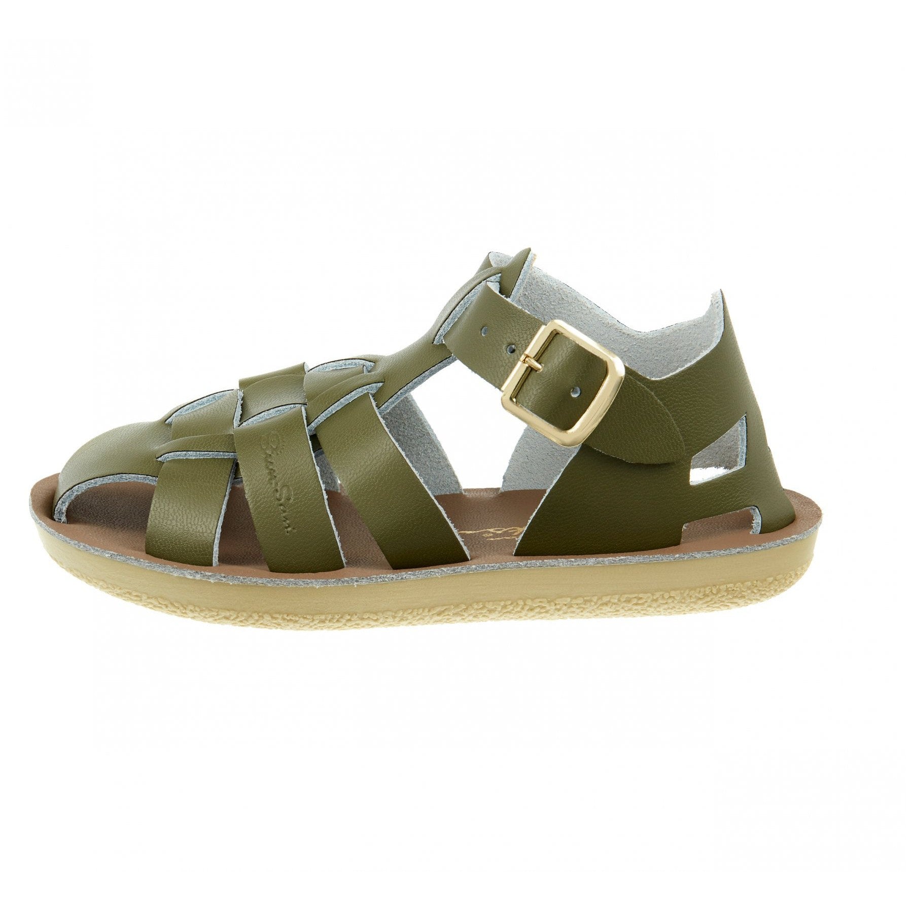 Salt-Water Shark Childrens Olive Leather Sandals - elevate your sole