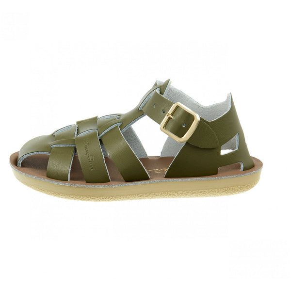 Salt-Water Shark Childrens Olive Leather Sandals - elevate your sole