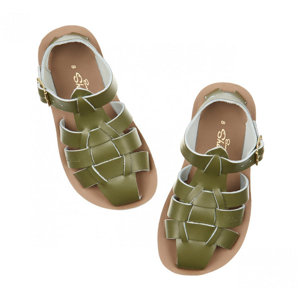 Salt-Water Shark Childrens Olive Leather Sandals - elevate your sole