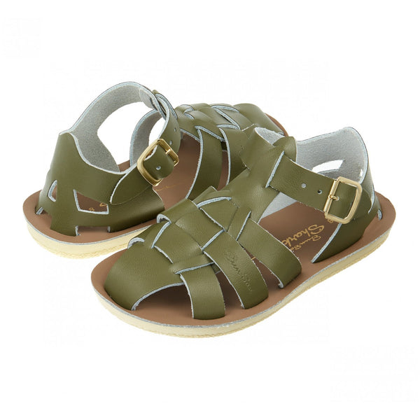 Salt-Water Shark Childrens Olive Leather Sandals - elevate your sole