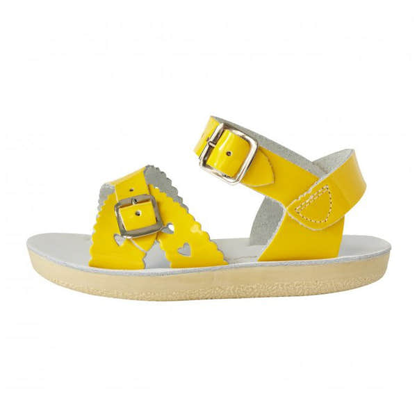 Salt-Water Sweetheart Childrens Shiny Yellow Leather Sandals - elevate your sole