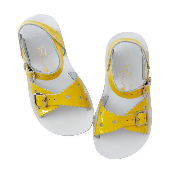 Salt-Water Sweetheart Childrens Shiny Yellow Leather Sandals - elevate your sole