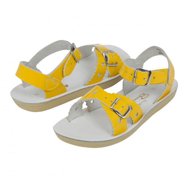 Salt-Water Sweetheart Childrens Shiny Yellow Leather Sandals - elevate your sole
