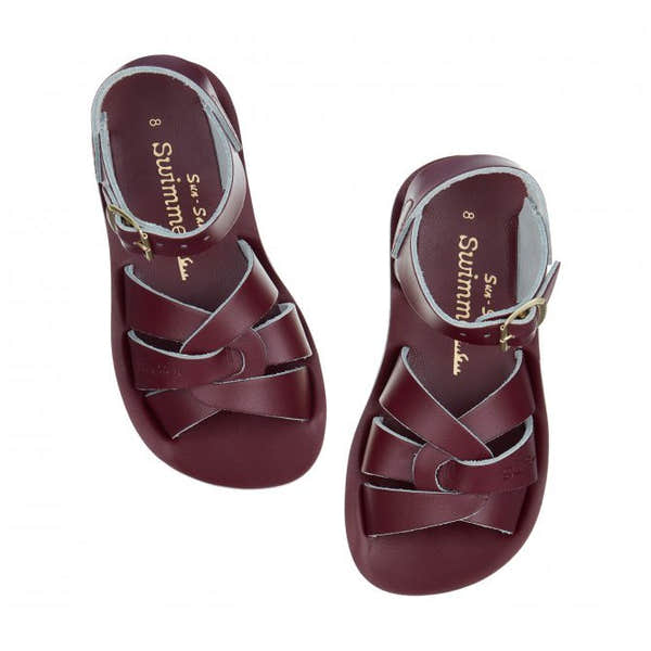 Salt-Water Swimmer Childrens Claret Leather Sandals - elevate your sole