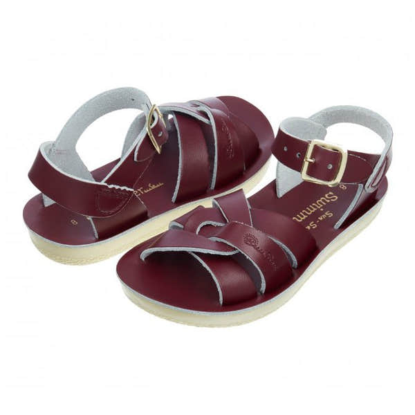 Salt-Water Swimmer Childrens Claret Leather Sandals - elevate your sole