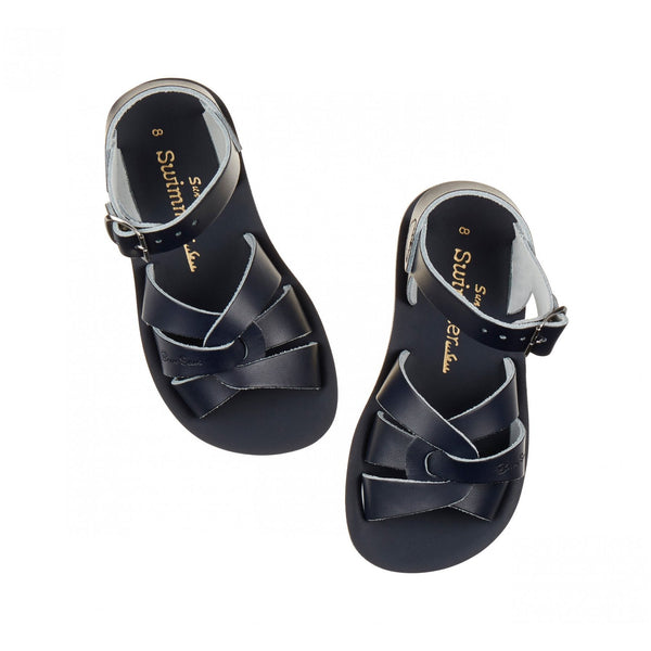 Salt-Water Swimmer Childrens Navy Leather Sandals - elevate your sole