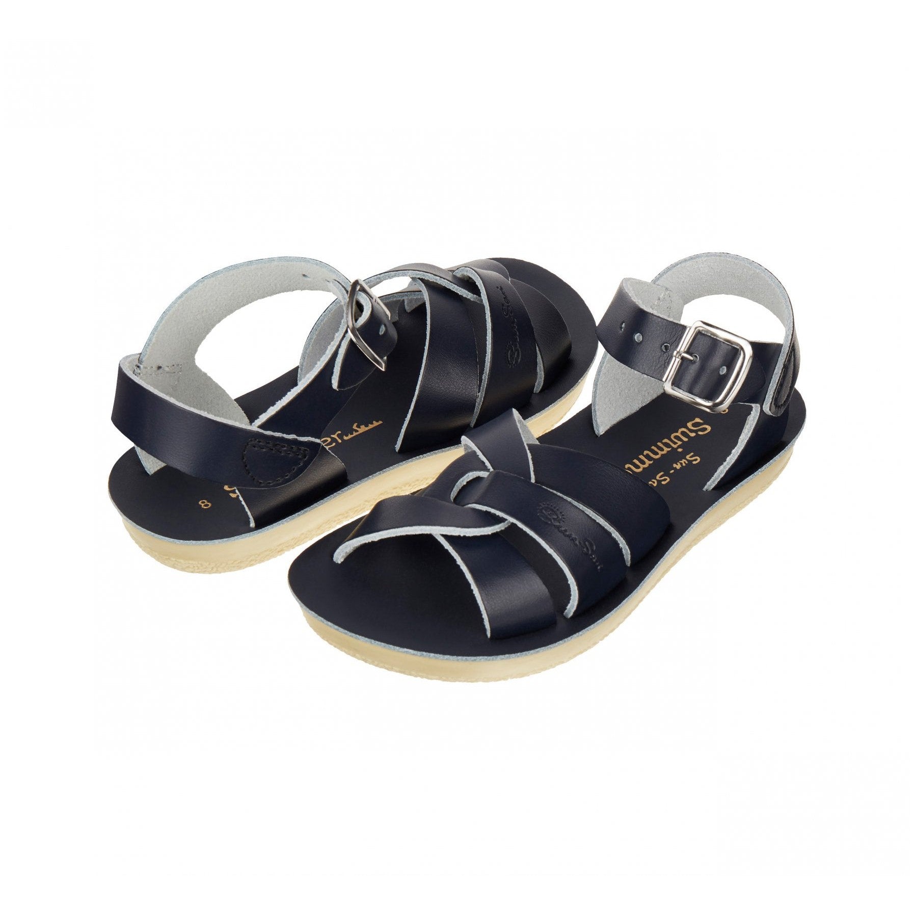 Salt-Water Swimmer Childrens Navy Leather Sandals - elevate your sole