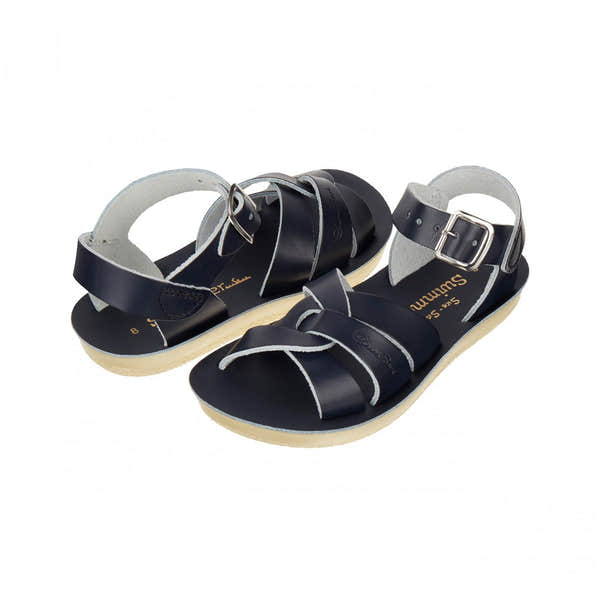 Salt-Water Swimmer Childrens Navy Leather Sandals - elevate your sole