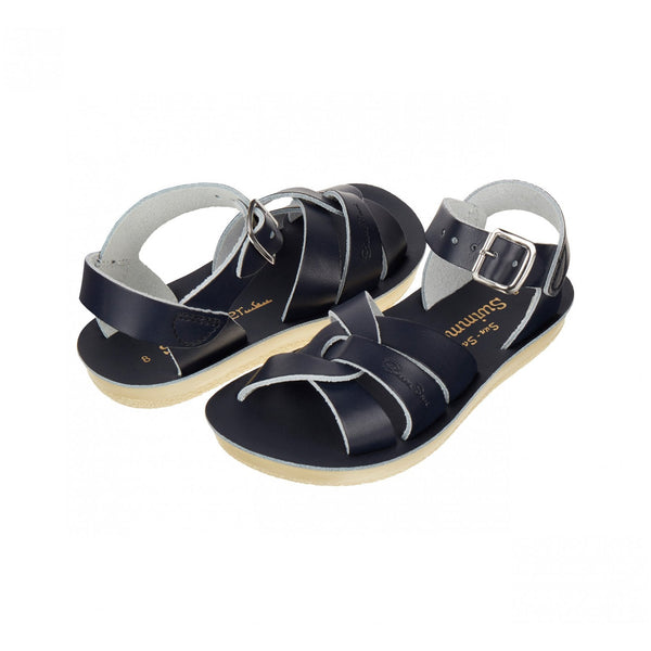 Salt-Water Swimmer Childrens Navy Leather Sandals - elevate your sole