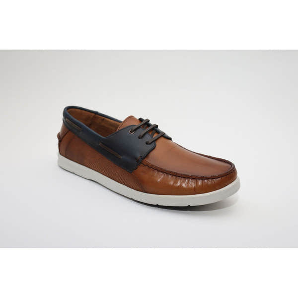 Savelli 1760 Mens Tan/Blue Leather Deck Shoes - elevate your sole