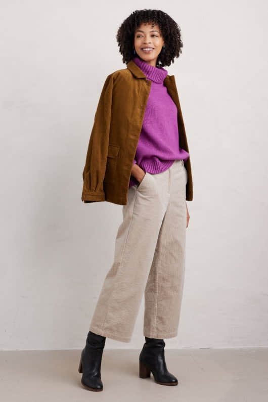 Seasalt Ladies Braque Lambswool Blend Roll Neck Jumper Wild Orchid-elevate your sole