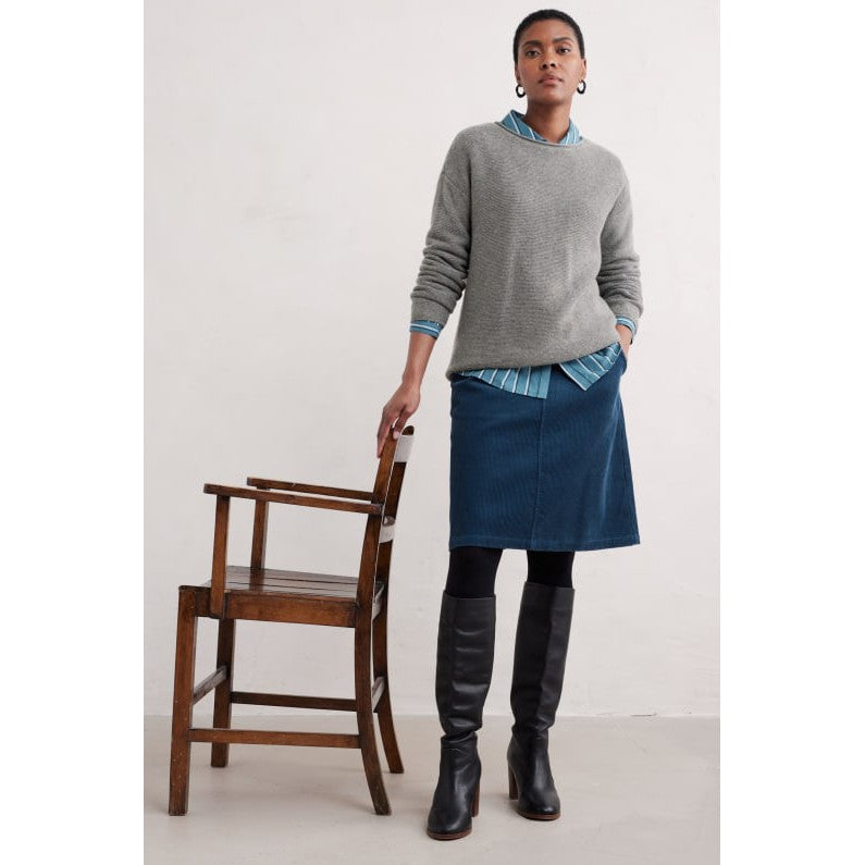 Seasalt Ladies Dovetail A-Line Corduroy Skirt Sea Cave-elevate your sole