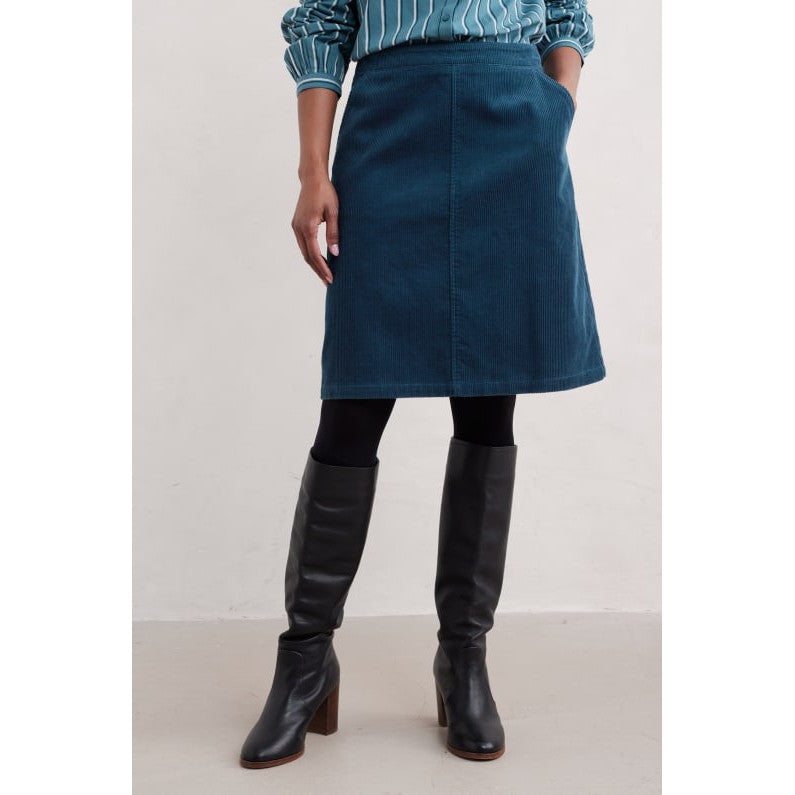Seasalt Ladies Dovetail A-Line Corduroy Skirt Sea Cave-elevate your sole