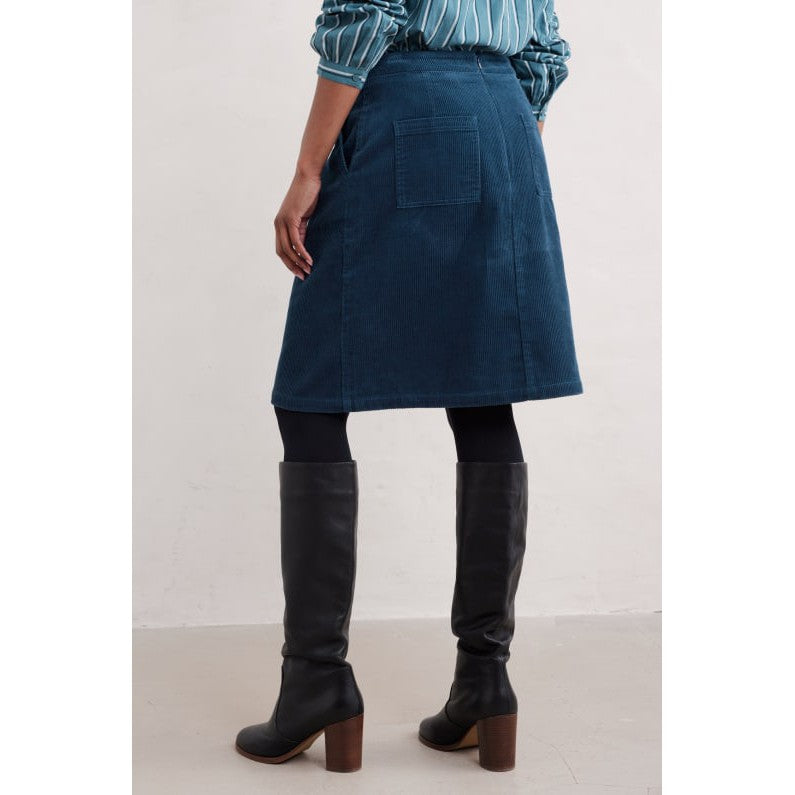 Seasalt Ladies Dovetail A-Line Corduroy Skirt Sea Cave-elevate your sole