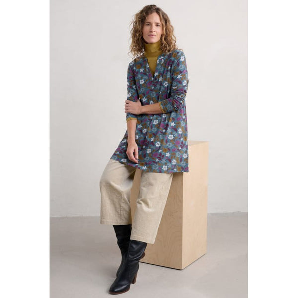 Seasalt Ladies Wreathe Jersey Tunic Woodblock Bloom Dusky Jade-elevate your sole