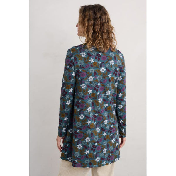 Seasalt Ladies Wreathe Jersey Tunic Woodblock Bloom Dusky Jade-elevate your sole