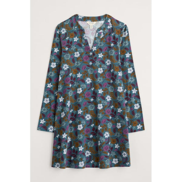 Seasalt Ladies Wreathe Jersey Tunic Woodblock Bloom Dusky Jade-elevate your sole