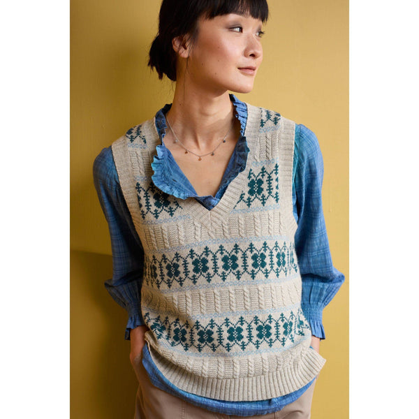 Seasalt Partridge Vest Porcelain Aran Cornflower-elevate your sole