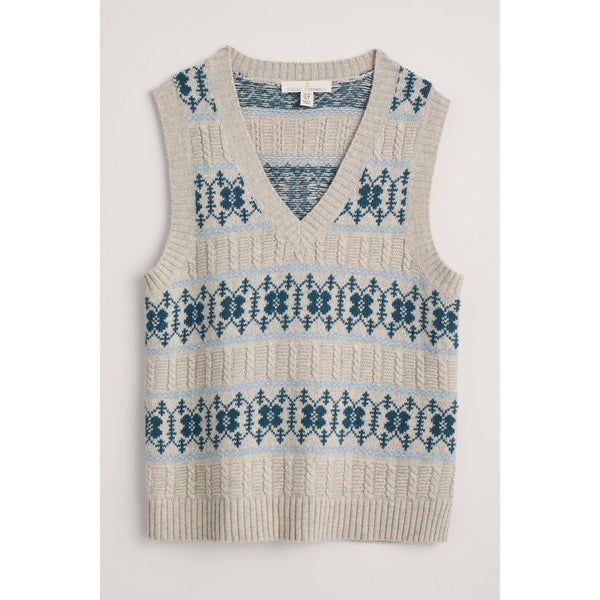 Seasalt Partridge Vest Porcelain Aran Cornflower-elevate your sole