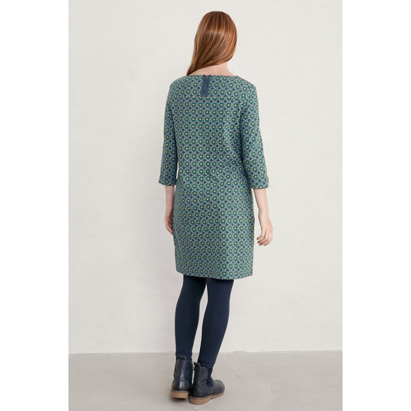 Seasalt Print Makers Dress Geo Line Deep Teal-elevate your sole