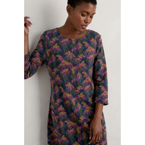 Seasalt Print Makers Dress Tapestry Leaves Maritime-elevate your sole