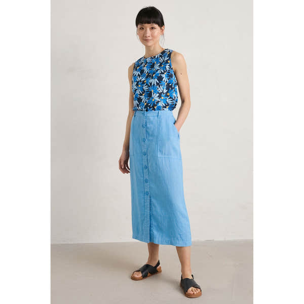 Seasalt Rosewell Farm Skirt ll Sea Blue-elevate your sole