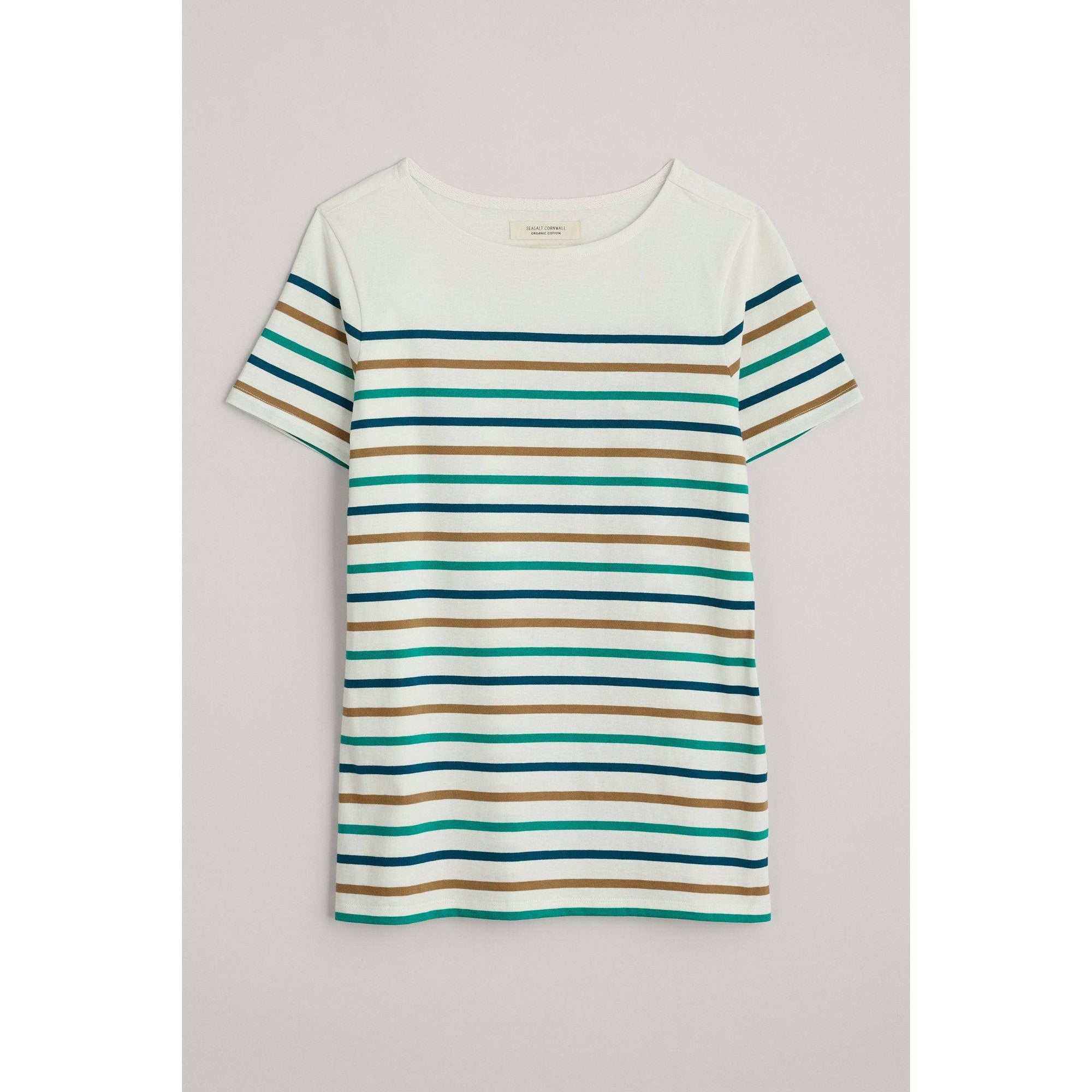 Seasalt Sailor T-Shirt Falmouth Tri Breton Chalk Helford-elevate your sole