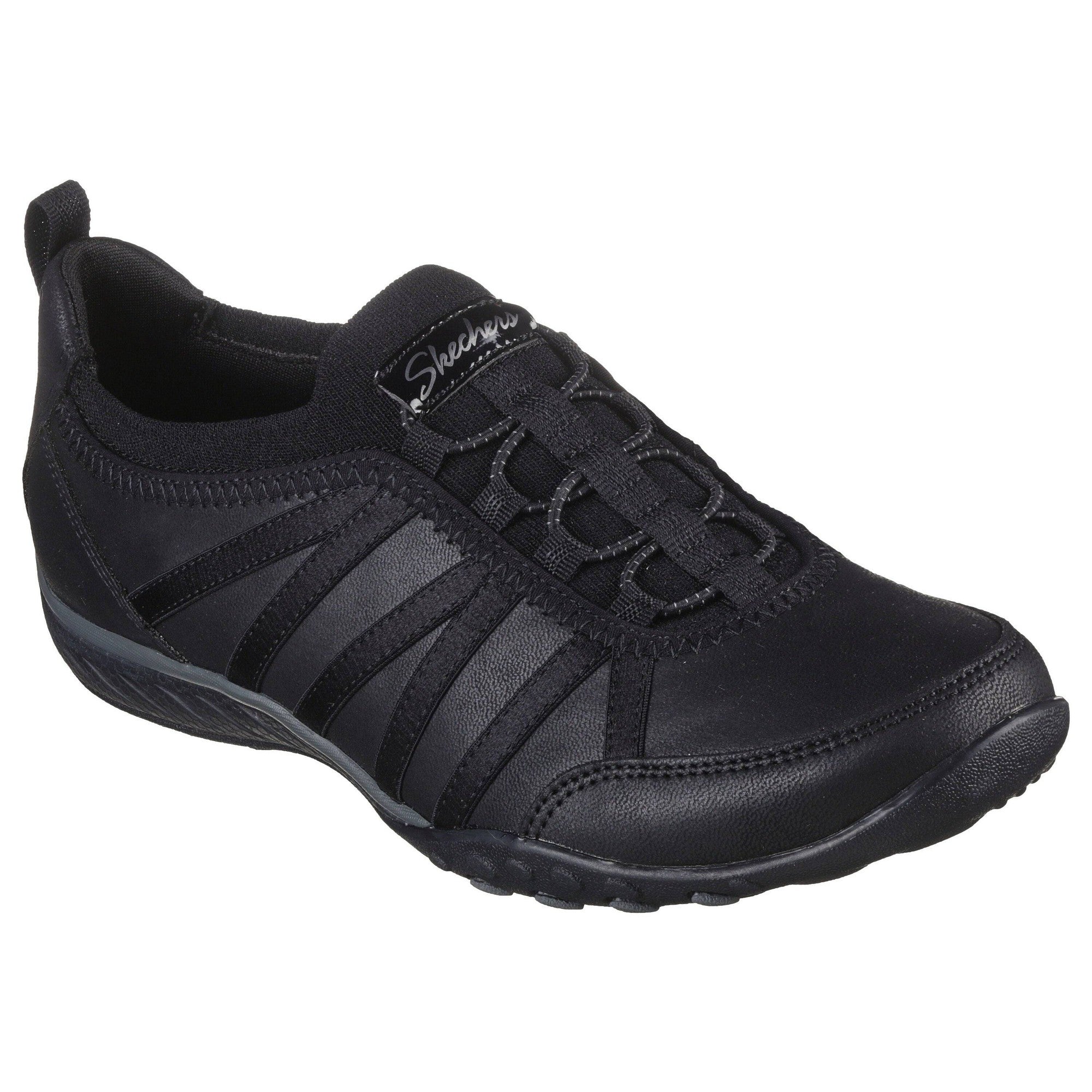 Skechers 100371 Breathe-Easy Remember Me Ladies Black Vegan Slip On Shoes-elevate your sole