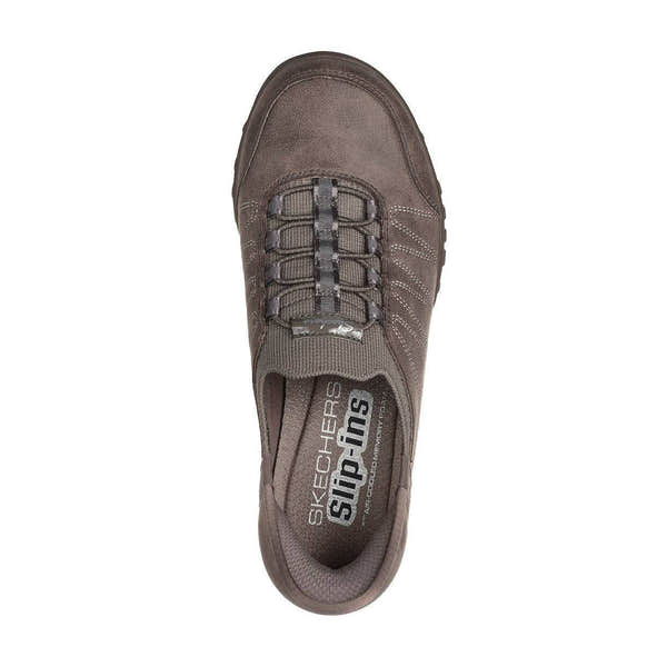 Skechers 100615 Breathe-Easy - Home Hands Free Relaxed Fit Ladies Wide Dark Taupe Vegan Slip On Trainers-elevate your sole