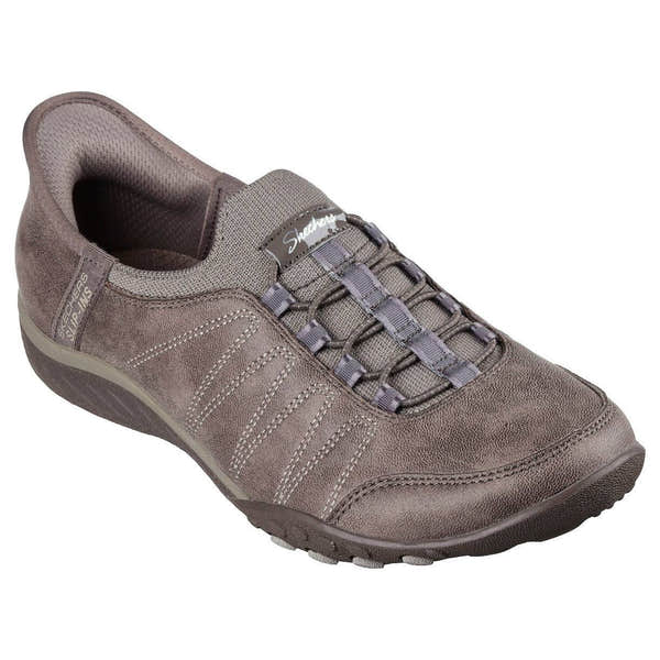 Skechers 100615 Breathe-Easy - Home Hands Free Relaxed Fit Ladies Wide Dark Taupe Vegan Slip On Trainers-elevate your sole