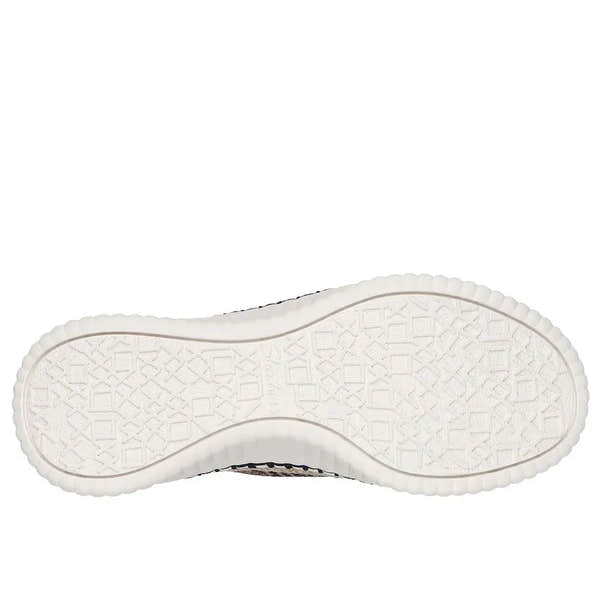 Skechers Wilshire Boulevard Bellevue Ladies Navy Vegan Textile Lace-Up Shoes with textured white sole.