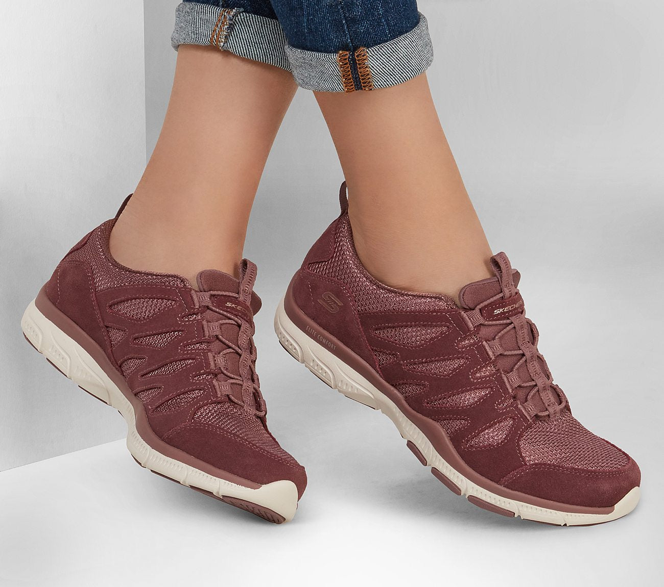 Skechers 104224 Gratis Gratitude Sleek Era Ladies Plum Slip On Trainers-elevate your sole