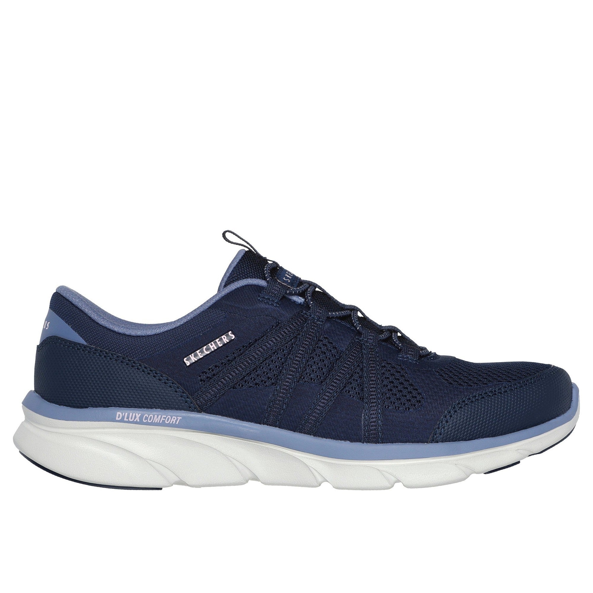 Skechers 104347 D'lux Comfort - Surreal Ladies Navy Blue Textile Lace Up Trainers-elevate your sole