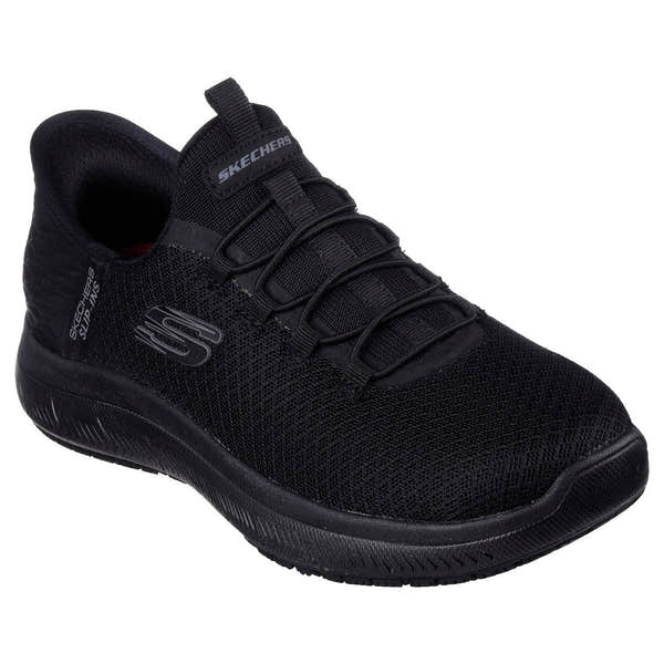 Skechers 108144EC Summits Sr-Enslee Hands Free Ladies Black Textile Slip On Shoes-elevate your sole