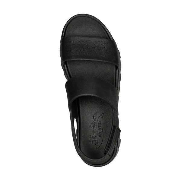 Skechers 111380 Arch Fit Footsteps Day Dream Ladies Black EVA Arch Support Touch Fastening Sandals-elevate your sole