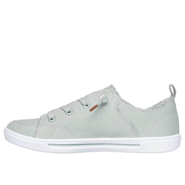Skechers 114150 B Cute 2.0 Ladies Mint Textile Lace-Up Trainers, lightweight casual sneakers with white soles and distressed details.